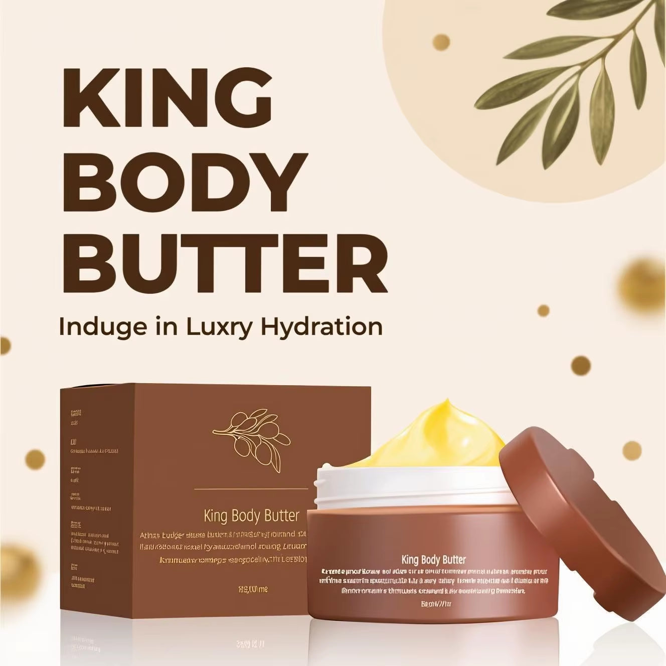King Body Butter 120G with Shea Butter & Jojoba Oil - 24H Intensive Moisturizing Cream for All Skin Types, Deep Nourishment